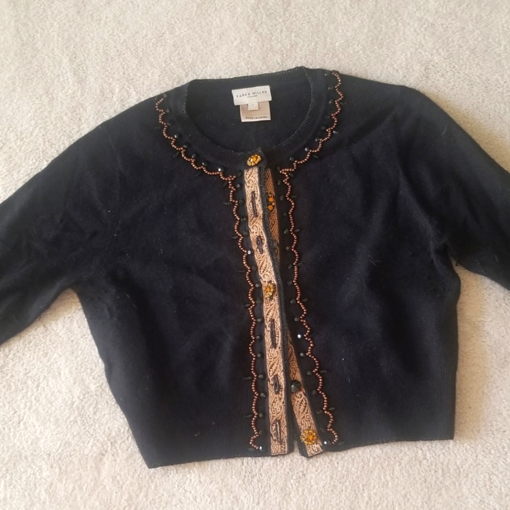 Vintage embroidered cropped cardigan